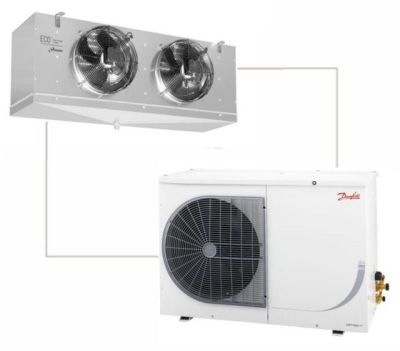 Cellar split cooling kit with indoor cooler and outdoor condensing unit